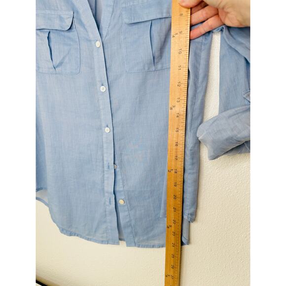 Joie Light Blue Button Front Pocketed Roll Tab Sleeve Denim Shirt XXS - Picture 9 of 10